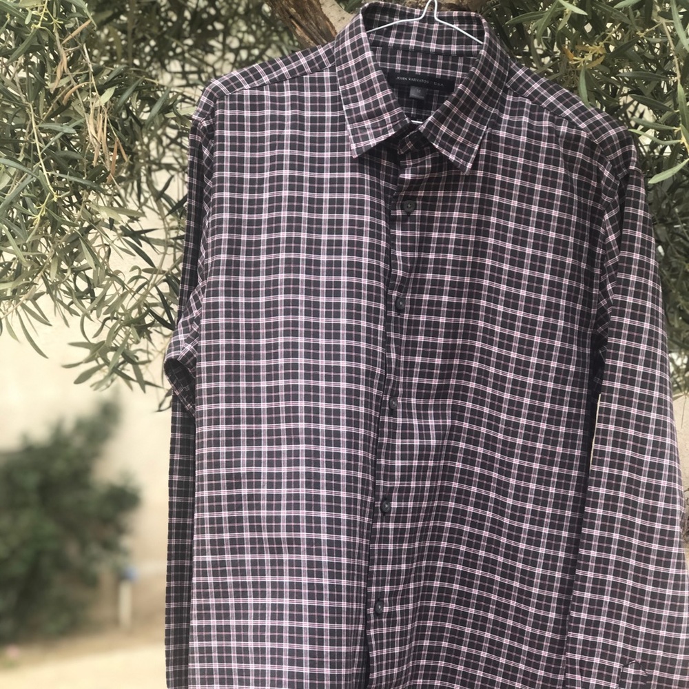 NW John Varvatos Plaid Dress Shirt, Size M